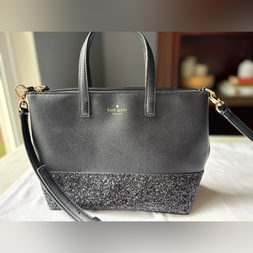 Kate Spade Black Glitter Tote Bag